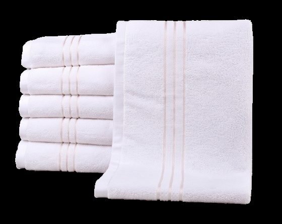 Neatly folded white hotel towels